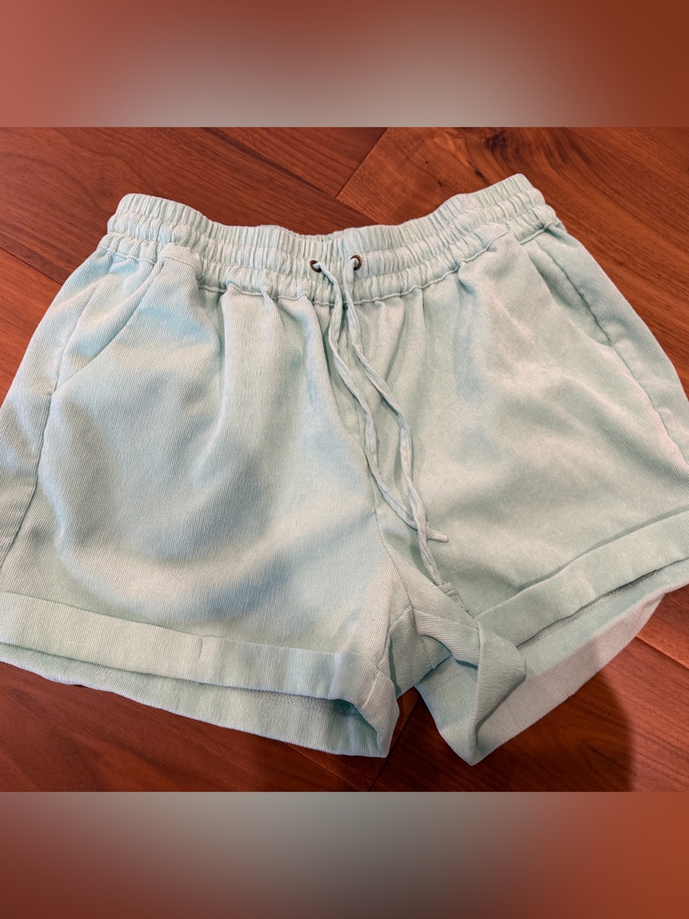 KanCan Mint Green Terry Drawstring Athletic Shorts